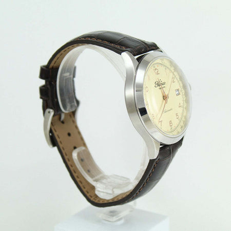 Orologio Perseo Trestelle Classico Cassa in Acciaio 43mm Con Fondello Inciso Quadrante Con Vetro Zaffiro E Movimento Seiko Orologio Con Cinturino in Pelle Marrone Impermeabile 50m