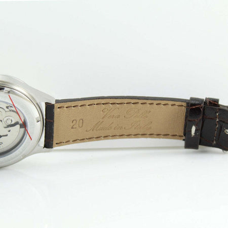 Orologio Perseo Trestelle Classico Cassa in Acciaio 43mm Con Fondello Inciso Quadrante Con Vetro Zaffiro E Movimento Seiko Orologio Con Cinturino in Pelle Marrone Impermeabile 50m