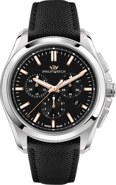 Orologio-PHILIP-WATCH-uomo-Amalfi-cronografo-pelle-nero