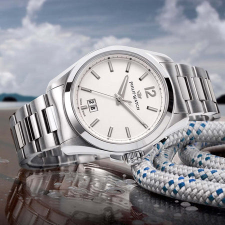 Orologio-PHILIP-WATCH-uomo-Amalfi-data-acciaio-/-bianco