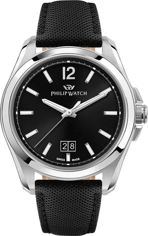 Orologio-PHILIP-WATCH-uomo-Amalfi-datario-pelle-nero