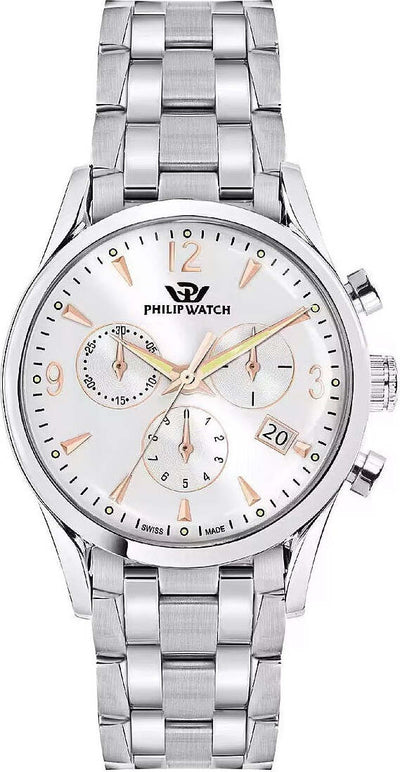 Orologio-PHILIP-WATCH-uomo-Sunray-cronografo-acciaio-/-silver