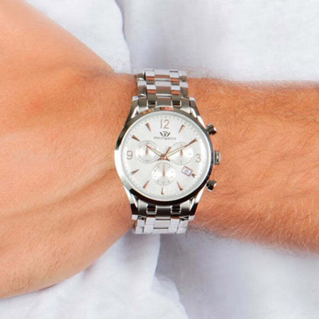 Orologio-PHILIP-WATCH-uomo-Sunray-cronografo-acciaio-/-silver