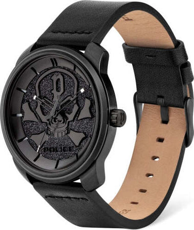 Orologio-POLICE-uomo-Bleder-pelle-nero-teschio
