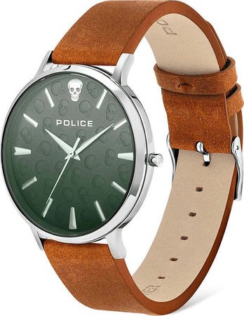 Orologio-POLICE-uomo-Tasman-pelle-marrone-/-grigio