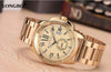 Orologio-Polso-Acciaio-Longbo-Uomo-Dorato-Analogico-Classico-Elegante-Waterproof