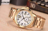 Orologio-Polso-Acciaio-Longbo-Uomo-Dorato-Bianco-Classico-Elegante-Waterproof