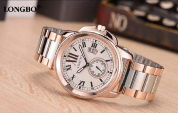 Orologio-Polso-Acciaio-Longbo-Uomo-Silver-Rosa-Oro-Classico-Elegante-Waterproof