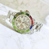 Orologio-Polso-Coss-Uomo-Analogico-Quarzo-Luminoso-Silver-Verde-Quadrante-Bianco