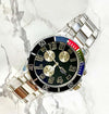 Orologio-Polso-Coss-Uomo-Analogico-Quarzo-Water-Resistant-Silver-Quadrante-Nero