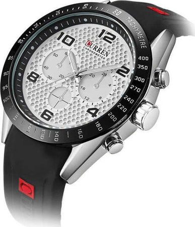 Orologio-Polso-Curren-8167-Uomo-Analogico-Quarzo-Moderno-Nero-Quad.-Bianco