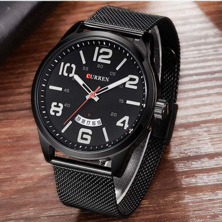 Orologio-Polso-Curren-8236-Uomo-Analogico-Quarzo-Military-Data-Nero-Bianc