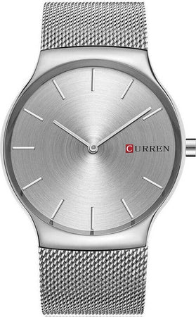 Orologio-Polso-Curren-8256-Analogico-Quarzo-Maglia-Silver-Quad-Silver