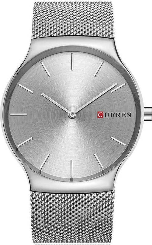 Orologio-Polso-Curren-8256-Analogico-Quarzo-Maglia-Silver-Quad-Silver