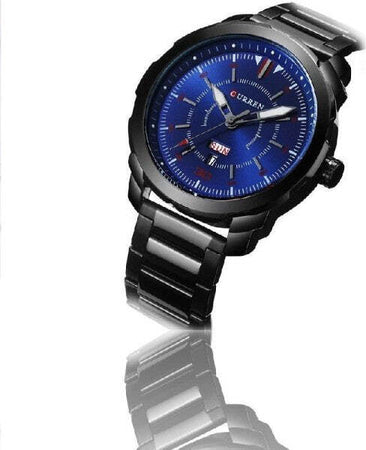 Orologio-Polso-Curren-8266-Uomo-Analogico-Data-Quarzo-Business-Nero-Blu