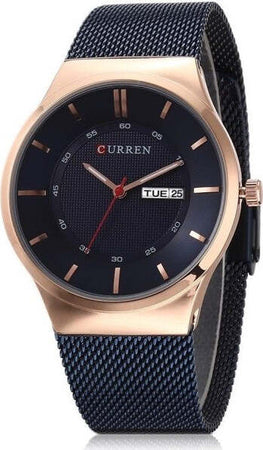 Orologio-Polso-Curren-8311-Analogico-Quarzo-Data-Maglia-Milano-Nero-Nero