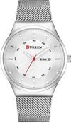 Orologio-Polso-Curren-8311-Analogico-Quarzo-Data-Maglia-Milano-Silver