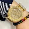 Orologio-Polso-Donna-Acciaio-Moda-Fashion-Brillantini-Elegante-Analogico-Dorato