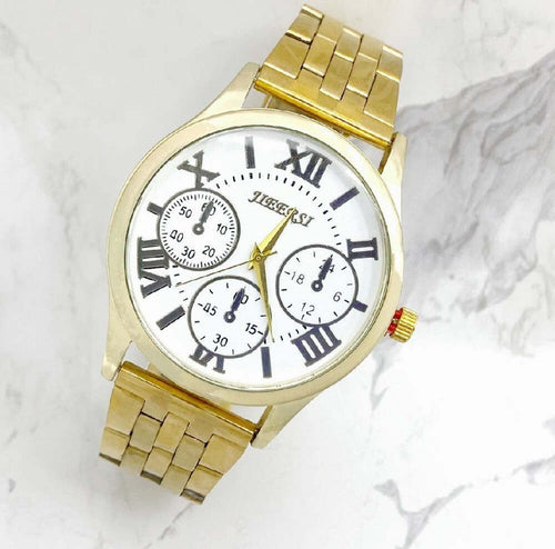 Orologio Polso Jieersi Uomo Acciaio Dorato Analogico Cronografo Quadrante Bianco Moda/Uomo/Orologi/Orologi da polso Trade Shop italia - Napoli, Commerciovirtuoso.it