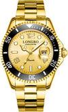 Orologio-Polso-Longbo-80430g-Uomo-Quarzo-Impermeabile-Data-Elegante-Dorato-Nero