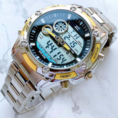Orologio Polso Uomo Zcc Cronografo Analogico Digitale Multifunzione Silver Giallo Moda/Uomo/Orologi/Orologi da polso Trade Shop italia - Napoli, Commerciovirtuoso.it