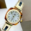 Orologio-Polso-Zcc-18-Donna-Quarzo-Acciaio-Moda-Ambrato-Dorato-Quadrante-Bianco
