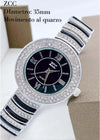 Orologio-Polso-Zcc-Donna-Analogico-Quarzo-Acciaio-Moda-Brillantini-Silver-Nero