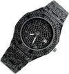 Orologio-Polso-Zcc-Octagon-Quarzo-Acciaio-Moda-Brillantini-Data-Analogico-Nero