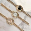 Orologio-Polso-Zcc-Quarzo-Donna-Analogico-Acciaio-Bracciale-Dorato-Brillantini
