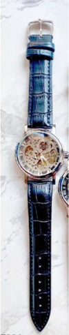 Orologio-Polso-Zcc-T001-Uomo-Automatico-Cinturino-Pelle-Casual-Blu-Quadrante-Silver