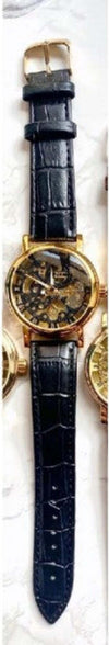 Orologio-Polso-Zcc-T001-Uomo-Automatico-Cinturino-Pelle-Nero-Dorato-Fondo-Nero