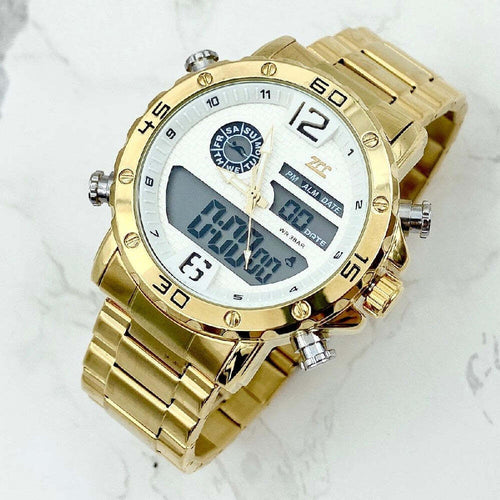 Orologio Polso Zcc Uomo Acciaio Dual Time Data Allarme Impermeabile Dorato Bianco Abbigliamento e Accessori > Orologi e gioielli > Orologi Uomo Trade Shop italia - Napoli, Commerciovirtuoso.it