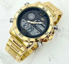 Orologio-Polso-Zcc-Uomo-Acciaio-Dual-Time-Data-Allarme-Impermeabile-Dorato-Nero