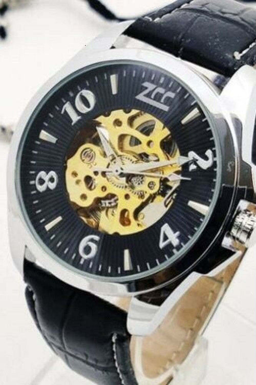 Orologio Polso Zcc Uomo Analogico Automatico Cinturino Pelle Casual Nero Silver Moda/Uomo/Orologi/Orologi da polso Trade Shop italia - Napoli, Commerciovirtuoso.it