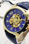 Orologio-Polso-Zcc-Uomo-Automatico-Analogico-Cinturino-Pelle-Casual-Blu-Dorato