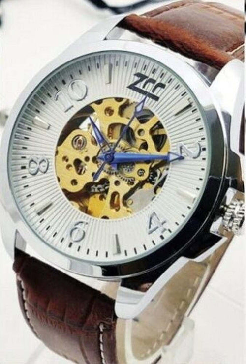 Orologio Polso Zcc Uomo Automatico Cinturino Pelle Casual Marrone Silver Bianco Abbigliamento e Accessori > Orologi e gioielli > Orologi Uomo Trade Shop italia - Napoli, Commerciovirtuoso.it