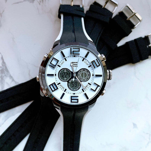 Orologio Polso Zcc Uomo Dual Time Analogico Digitale Sport Sveglia Bianco Nero Moda/Uomo/Orologi/Orologi da polso Trade Shop italia - Napoli, Commerciovirtuoso.it