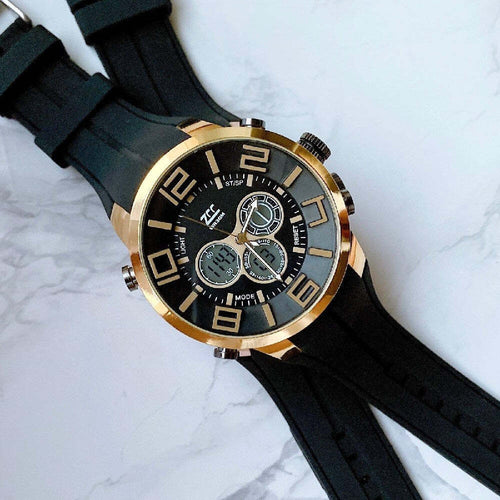 Orologio Polso Zcc Uomo Dual Time Analogico Digitale Sveglia Sport Dorato Nero Moda/Uomo/Orologi/Orologi da polso Trade Shop italia - Napoli, Commerciovirtuoso.it