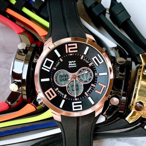 Orologio Polso Zcc Uomo Dual Time Analogico Digitale Sveglia Sport Rose Gold Nero Moda/Uomo/Orologi/Orologi da polso Trade Shop italia - Napoli, Commerciovirtuoso.it