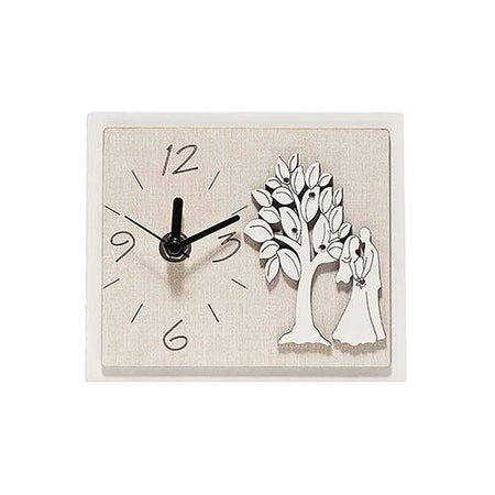 Orologio in legno mdf con applicazione personalizzabile. Misure cm. 15 x 12 h.