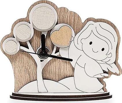 Orologio sagomato  in legno mdf decorato. Misure cm. 14 x cm. 11 h. Casa e cucina/Decorazioni per interni/Orologi/Orologi da parete MagiediNatale.it - Altamura, Commerciovirtuoso.it