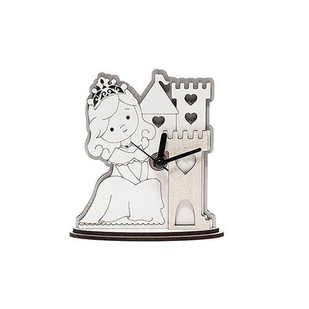 Orologio sagomato con base, in legno mdf "Principessa". Altezza cm. 13