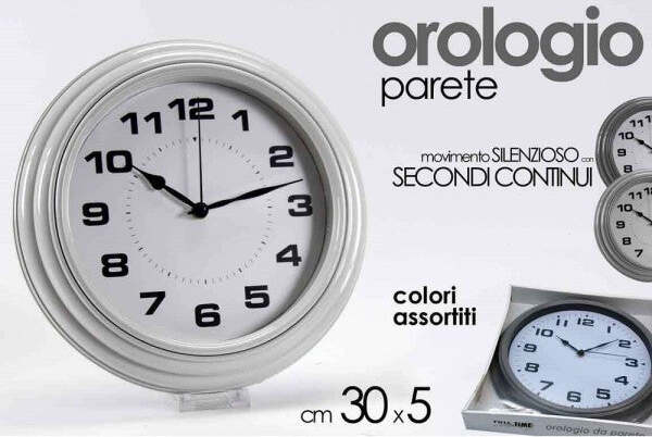 Orologio-Silenzioso-Parete-Stile-Anticato-Tondo-30x5cm-Plastica-Colori-Ass-667688