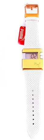 Orologio Sportivo Oro Pelle bianca Puma Unisex Accessorio per lo sport per Lei e per Lui Display Led Idea Regalo Allenamento Orologi Sportivi Art. 4238133