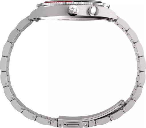 Orologio-TIMEX--Mod.-The-Waterbury-GMT-acciaio-nero-e-rosso