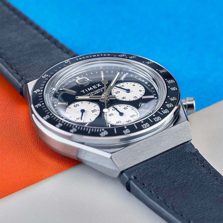 Orologio-TIMEX-Q-uomo-mod.-Diver-Crono-pelle-blu