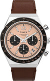 Orologio-TIMEX-Q-uomo-mod.-Diver-Crono-pelle-marrone