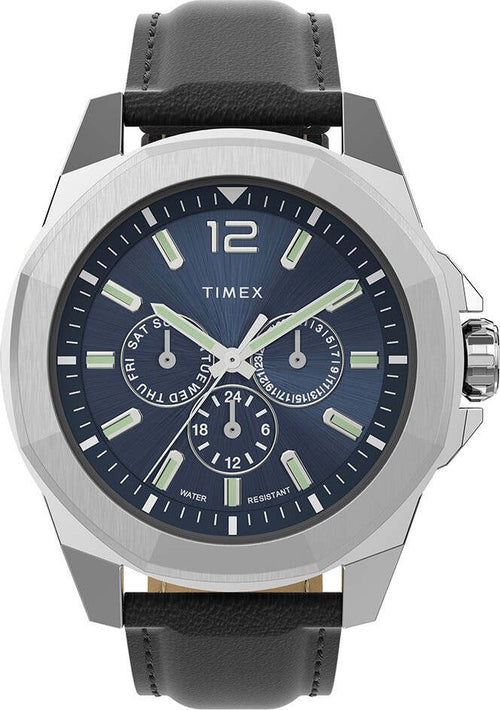 Orologio-TIMEX-uomo-City-Essex-Avenue-multi-funzione-pelle-/-blu