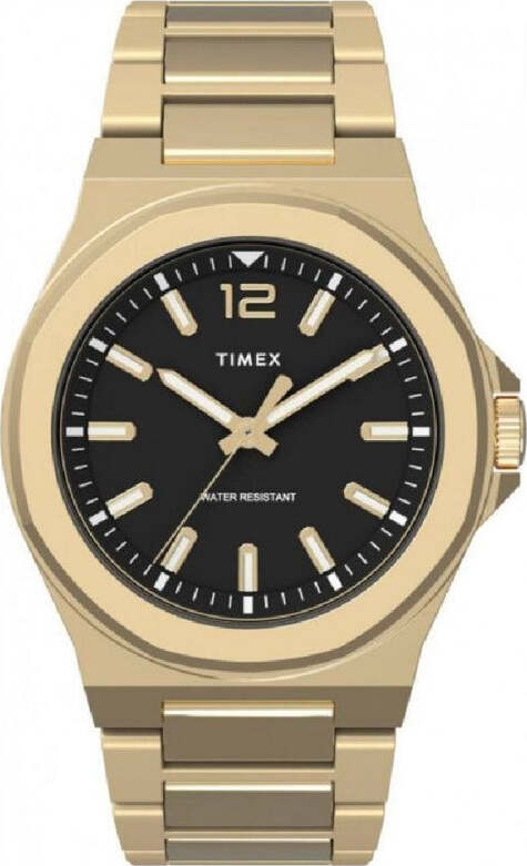 Orologio-TIMEX-uomo-Essex-solo-tempo-acciaio-dorato-/-nero