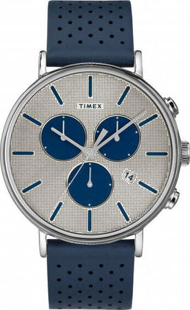 Orologio-TIMEX-uomo-Fairfield-multi-funzione-pelle-blu